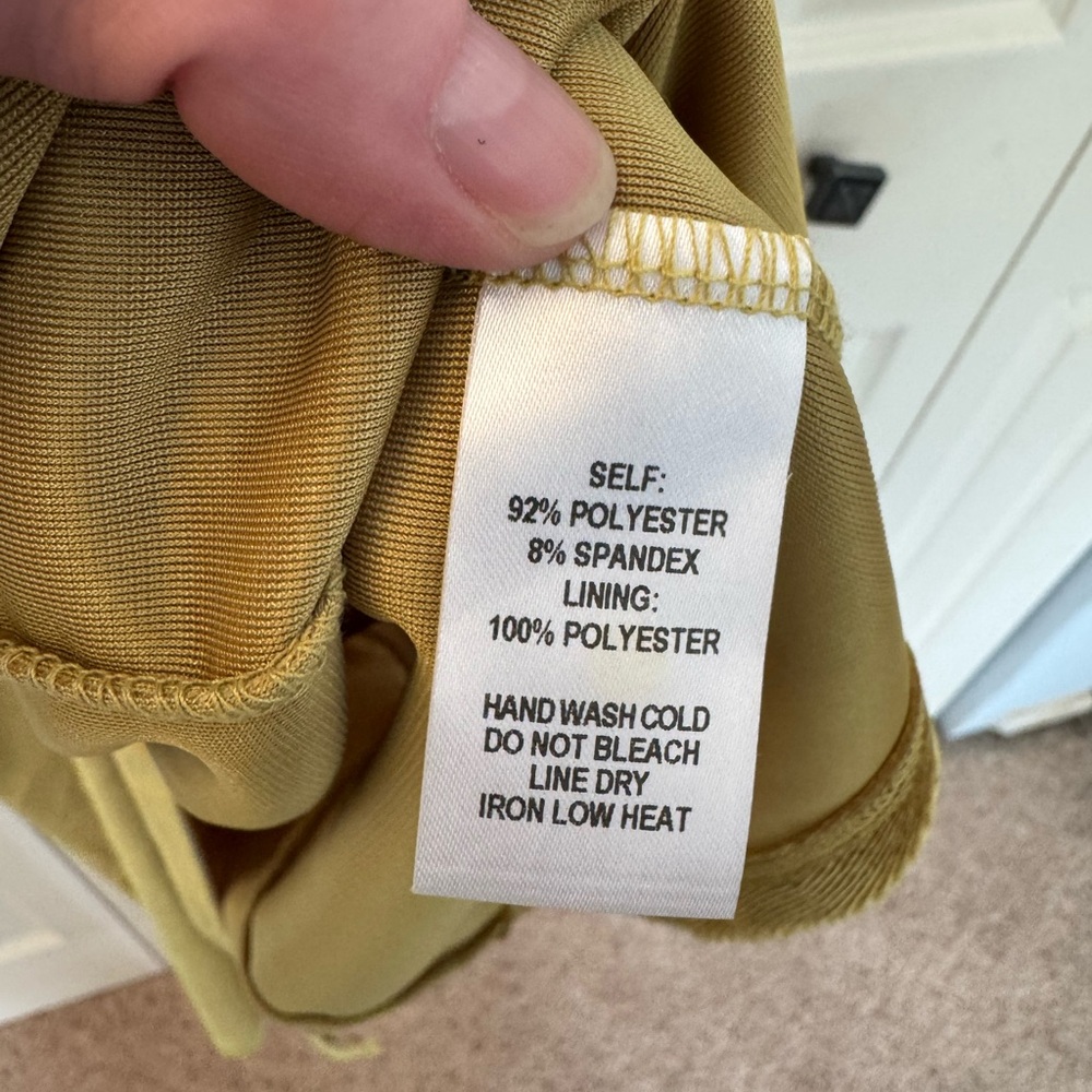 NWT Lulu's Velvet Bodycon Wrap Dress, Mustard Yellow, Size M - Picture 11 of 13